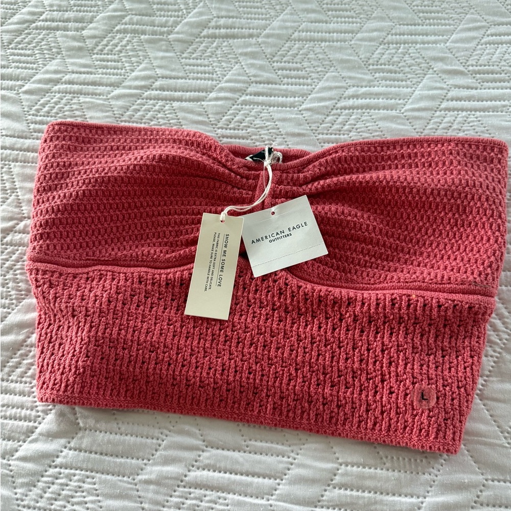American Eagle Outfitters Coral Off-the-Shoulder Sweater